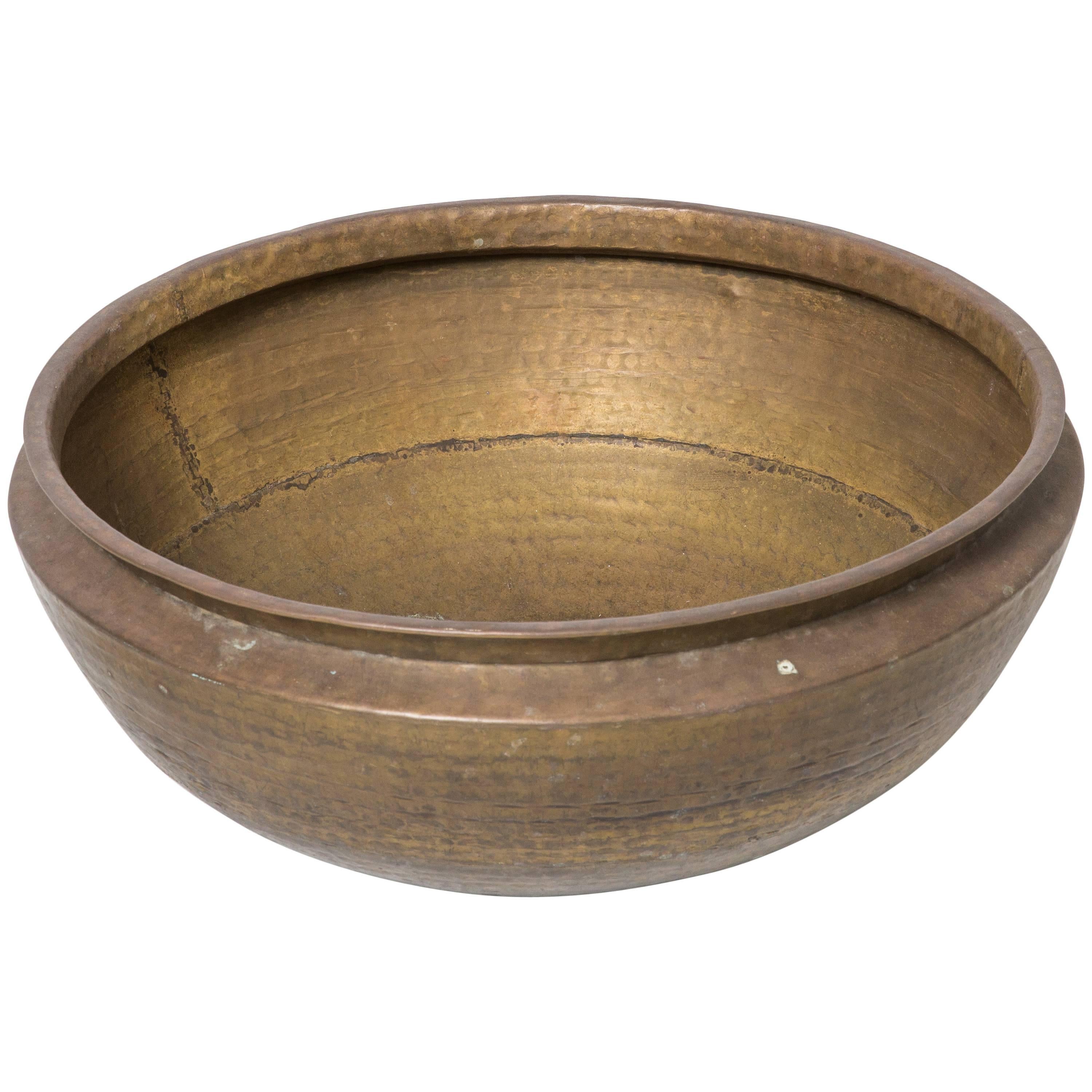 Large Solid Brass Indian Cooking Pot For Sale