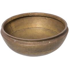 Used Large Solid Brass Indian Cooking Pot