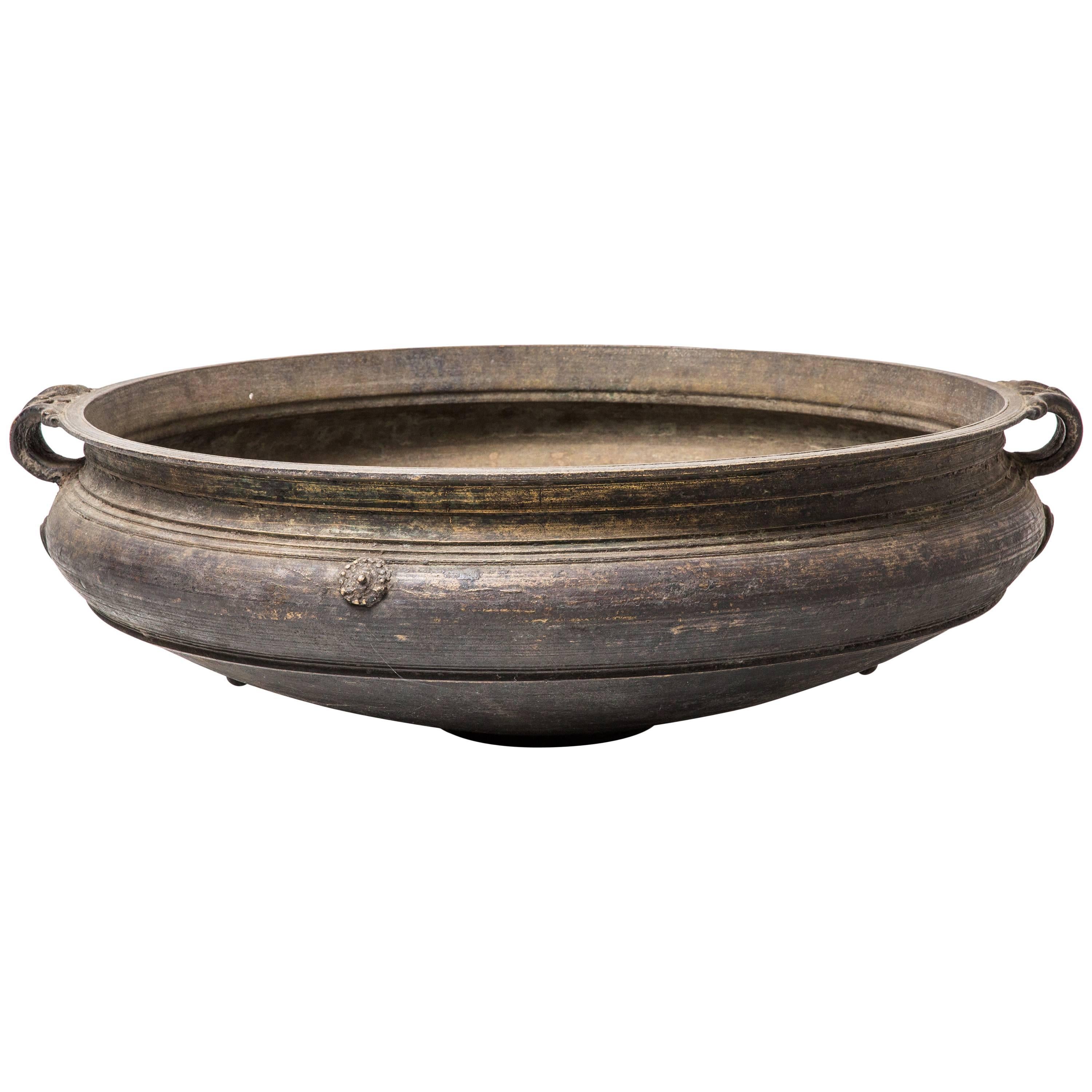Solid Brass Indian Urli or Temple Bowl For Sale