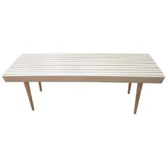 Retro Slat Wood Bench in the Style of George Nelson
