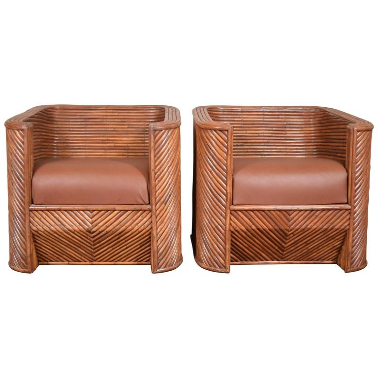 Pair of Bamboo Club Chairs For Sale at 1stdibs