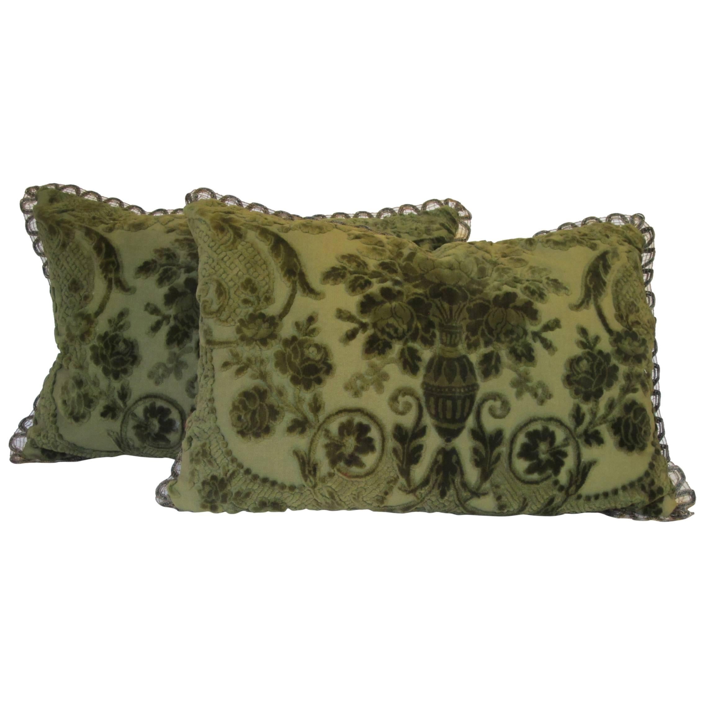 19th Century Gauffraged Velvet Pillows For Sale
