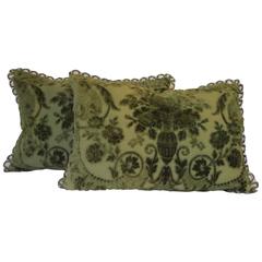 19th Century Gauffraged Velvet Pillows