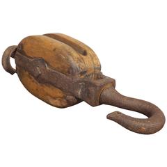 Antique Old Ship's Double-Block Pulley, 1891