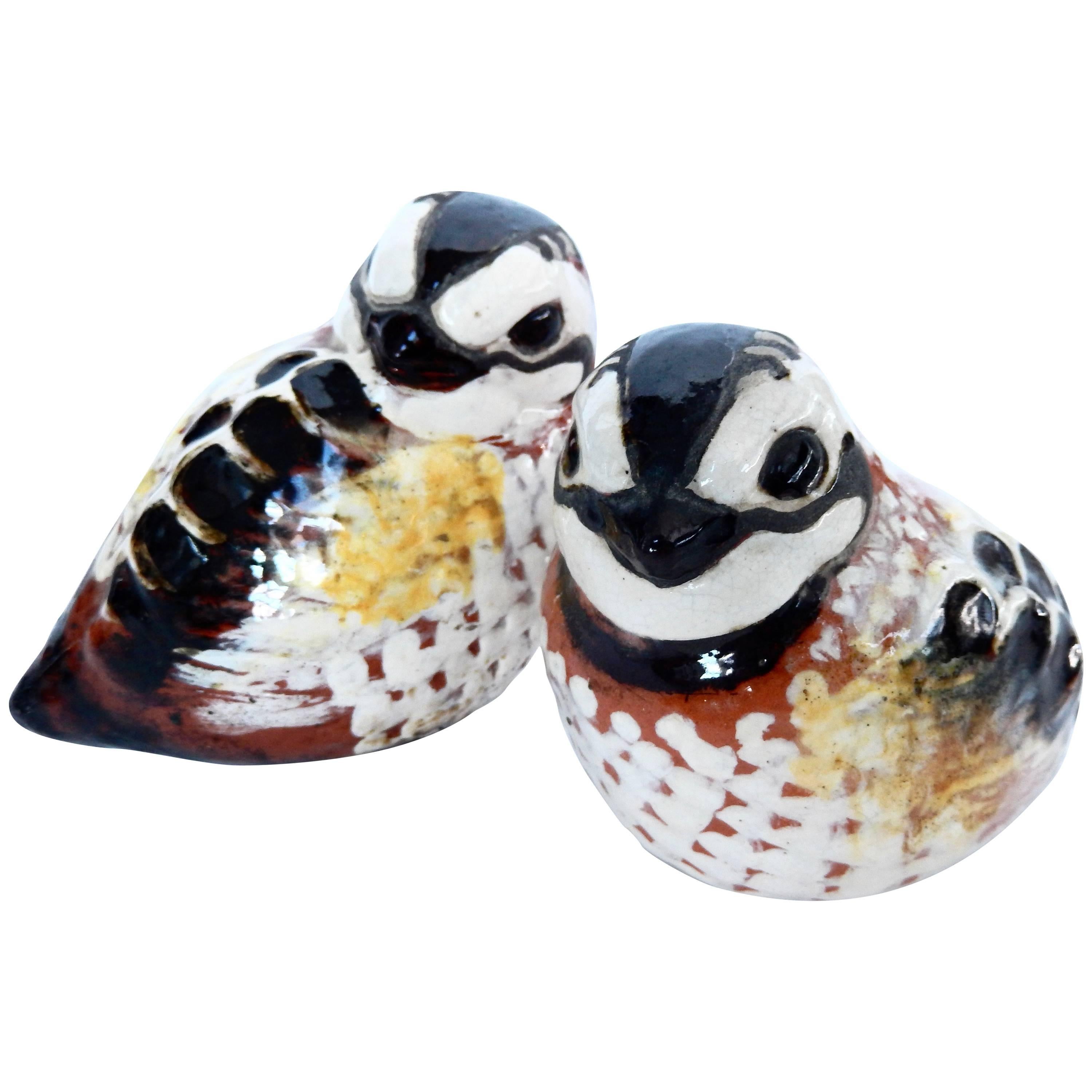 Pair of Glazed Ceramic Birds by Thelma Frazier Winter