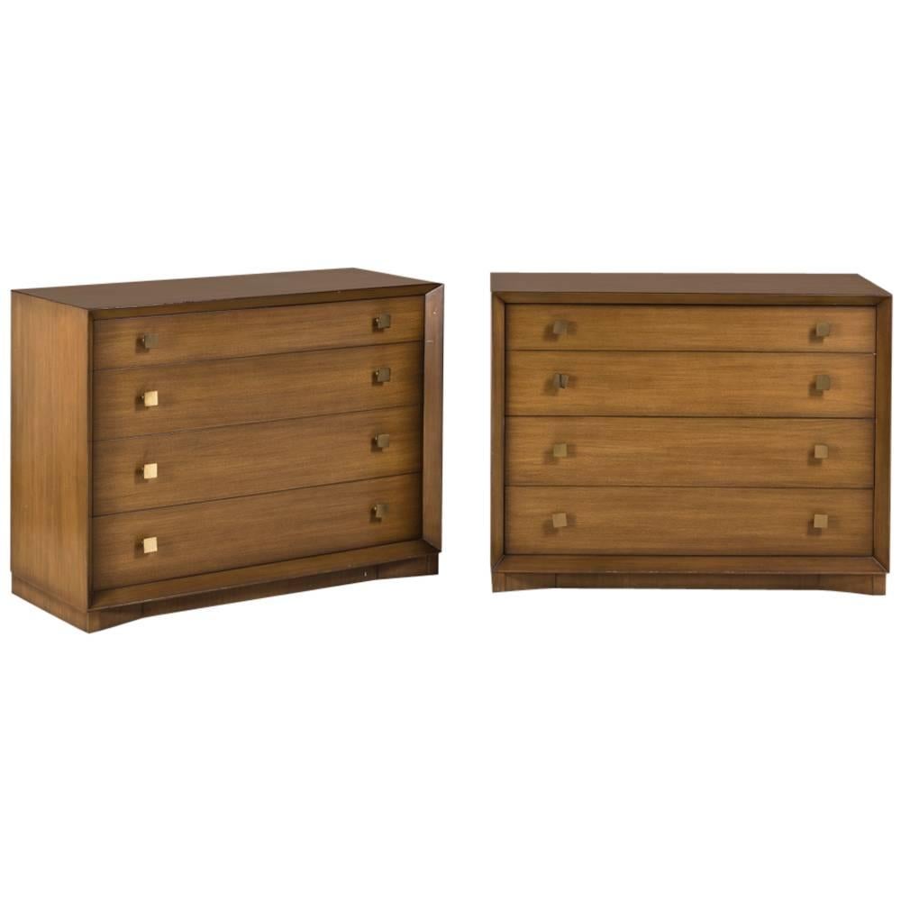 Pair of Four-Drawer Wooden Commodes, 1960s For Sale