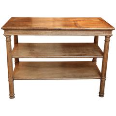 19th Century Three-Tiered Serving Table or Kitchen Island in Bleached Oak