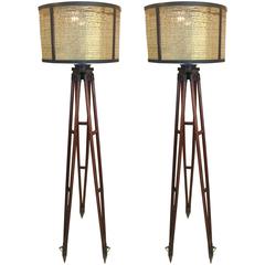 Antique Pair of Surveyors Floor Lamps