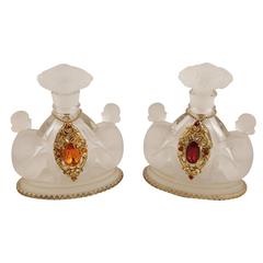Pair of Lalique style Perfume Bottles