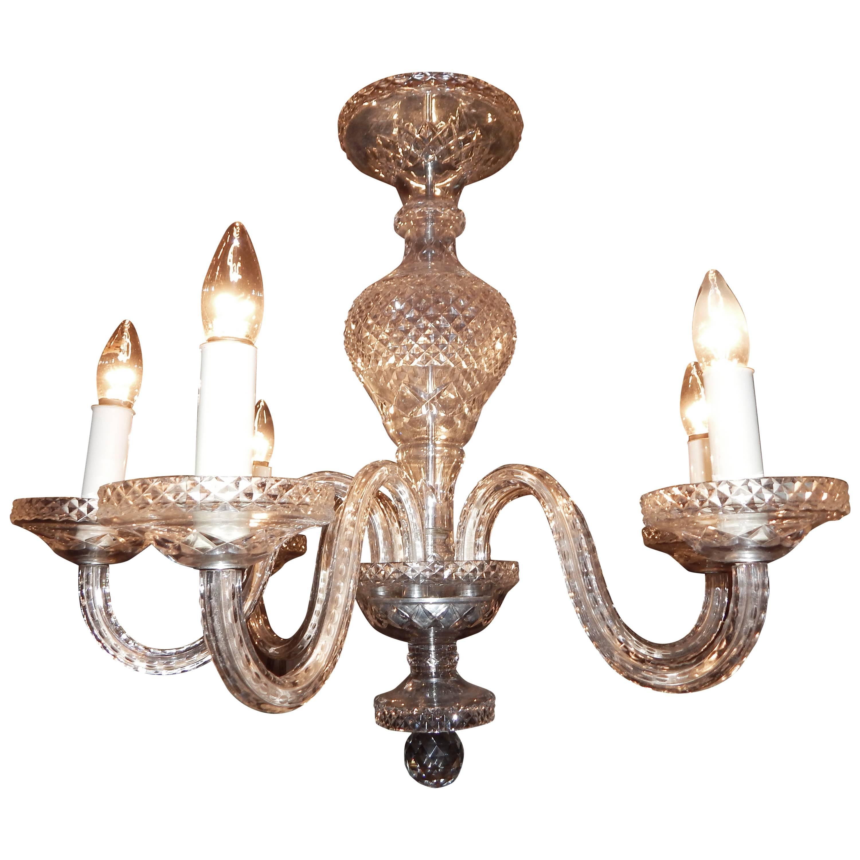 Waterford Style Six-Light Chandelier For Sale