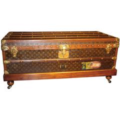 Large 1920s Louis Vuitton Monogram Canvas Steamer Trunk