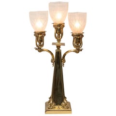 Antique Late Victorian Three-Arm Table Lamp