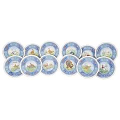 Set of 12 Copeland Spode Game Bird Dinner Plates with White Borders