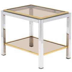 French Modernist Chrome and Brass Side Table 12