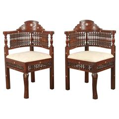 Antique Pair of Moroccan Corner Chairs