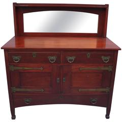 Antique Mahogany Arts and Crafts, Art Nouveau Sideboard with Mirror