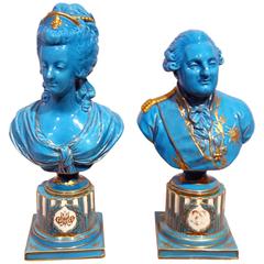 Pair of Sevres Porcelain Busts of Louis XVI and Marie Antoinette, 19th Century