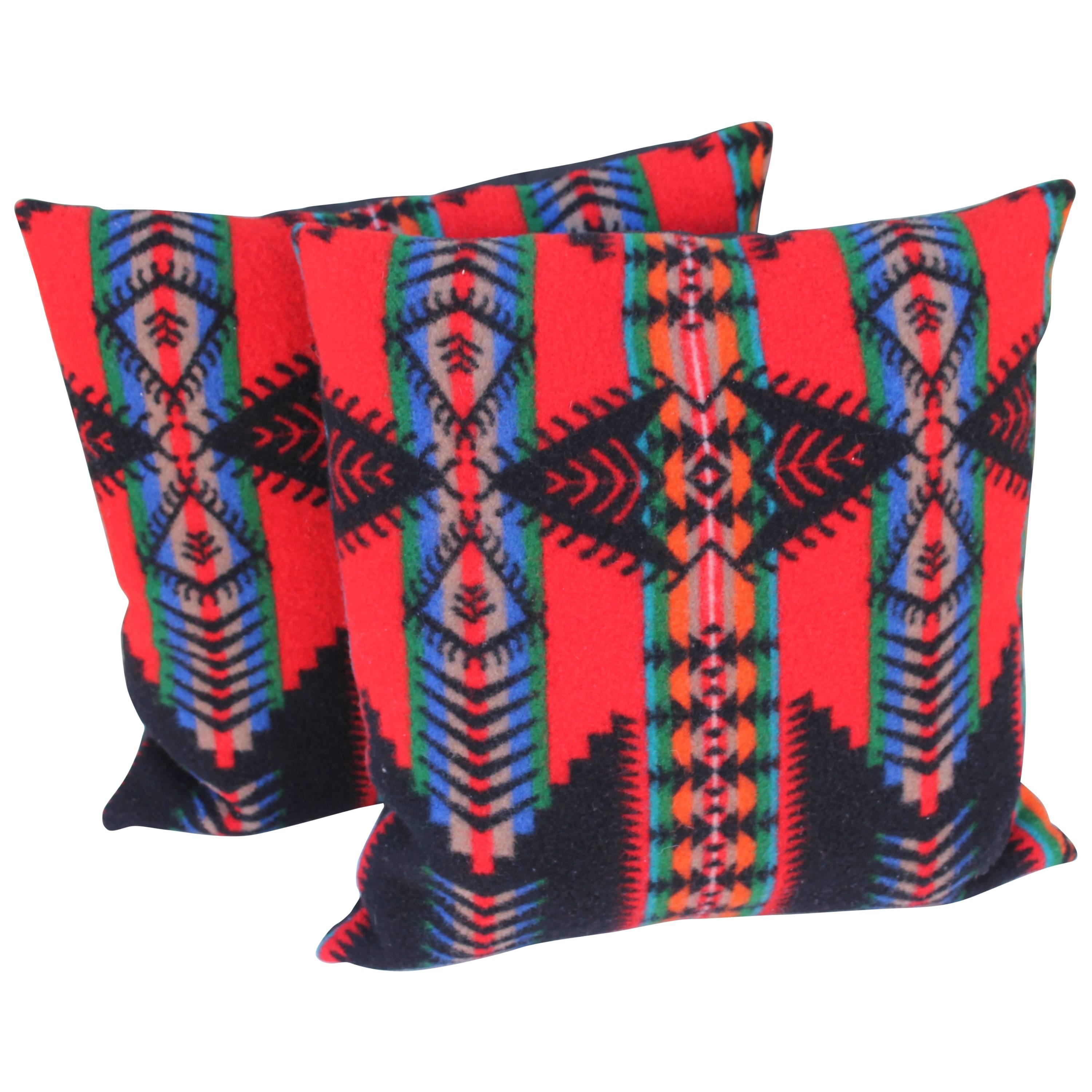 Pair of Vintage Indian Design Blanket Pillows