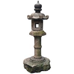 Japanese Lantern Antique Granite Meiji Period Stone Garden