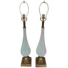 Pair of Large Murano Opalescent Lamps 6