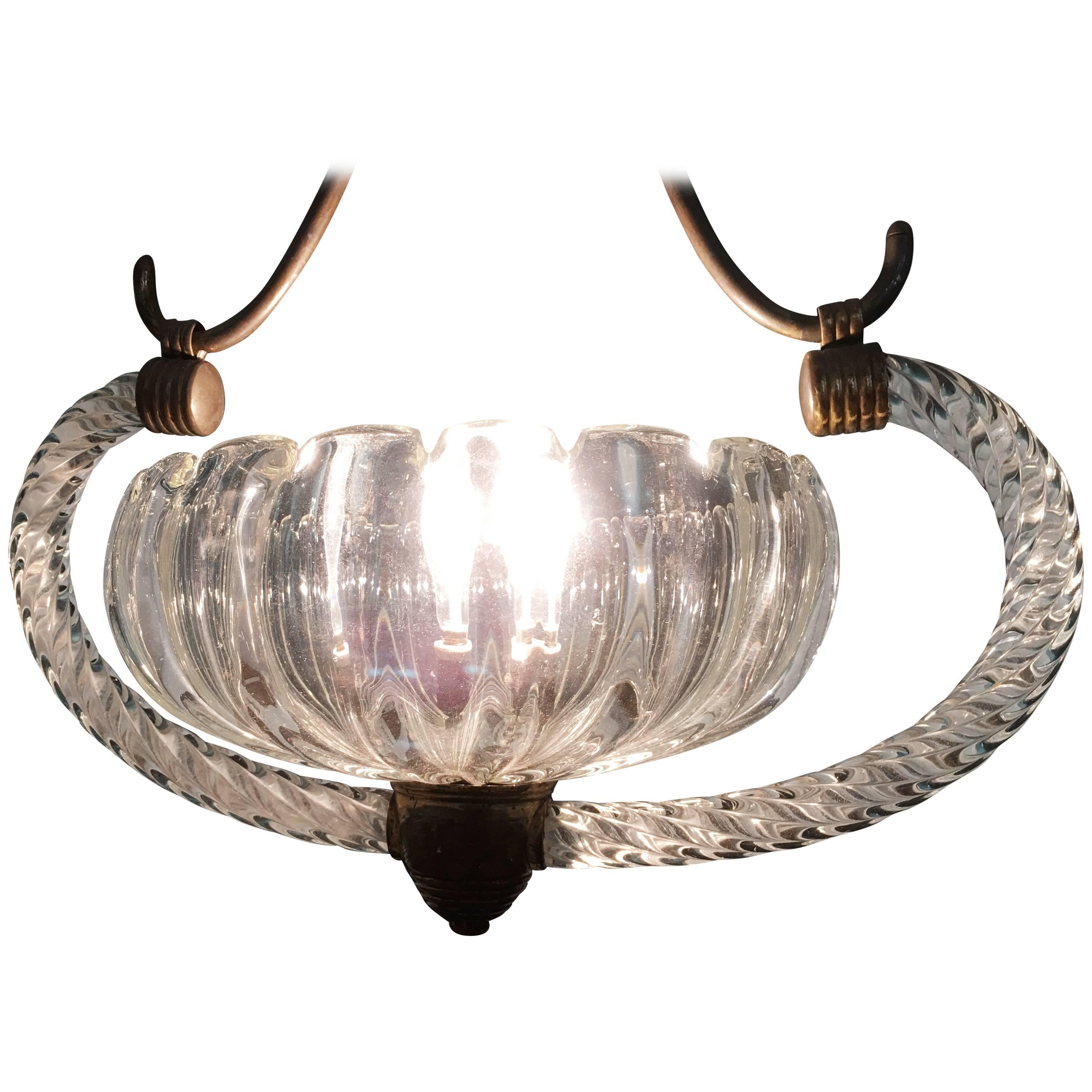 Chandelier Art Deco by Ercole Barovier, 1940s For Sale