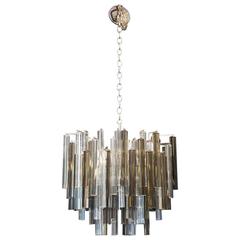 Two Color Smoke and Clear Murano Chandelier by Camer