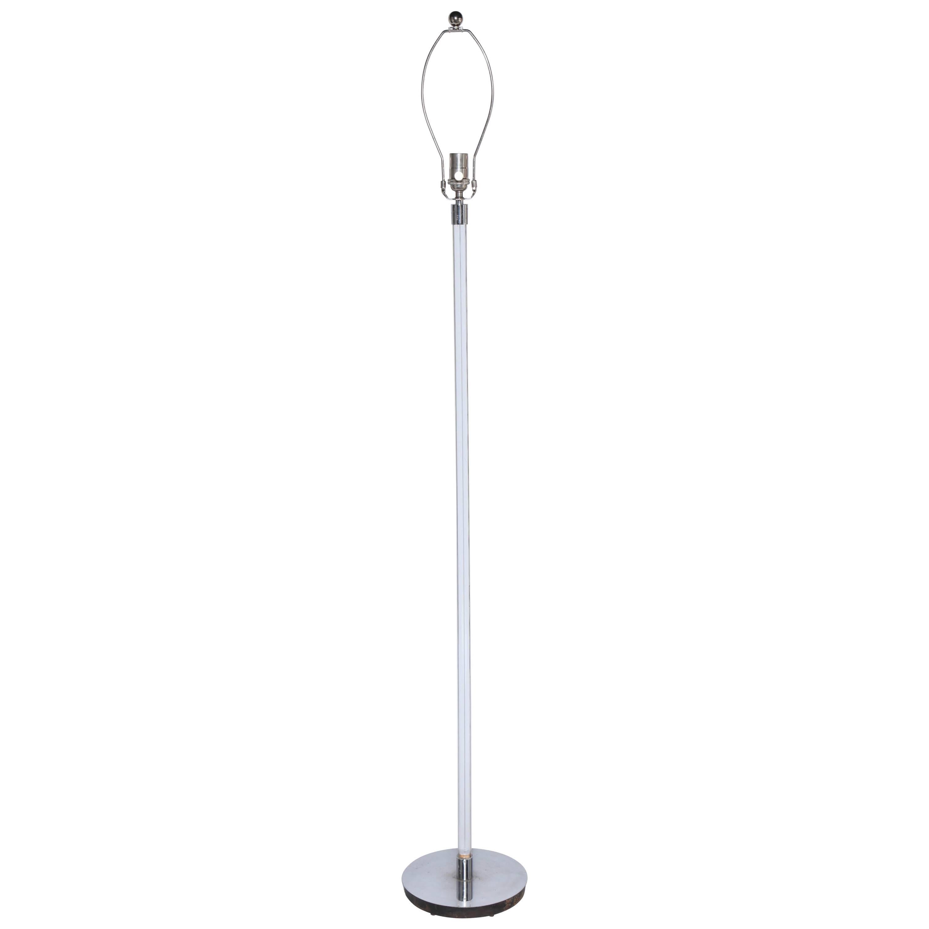 Peter Hamburger for Knoll Clear Lucite and Chrome Floor Lamp, 1970s