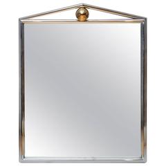 Monumental Architectural Chrome and Brass Mirror
