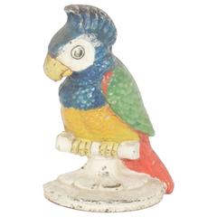 Painted Cast Iron Parrot Doorstop