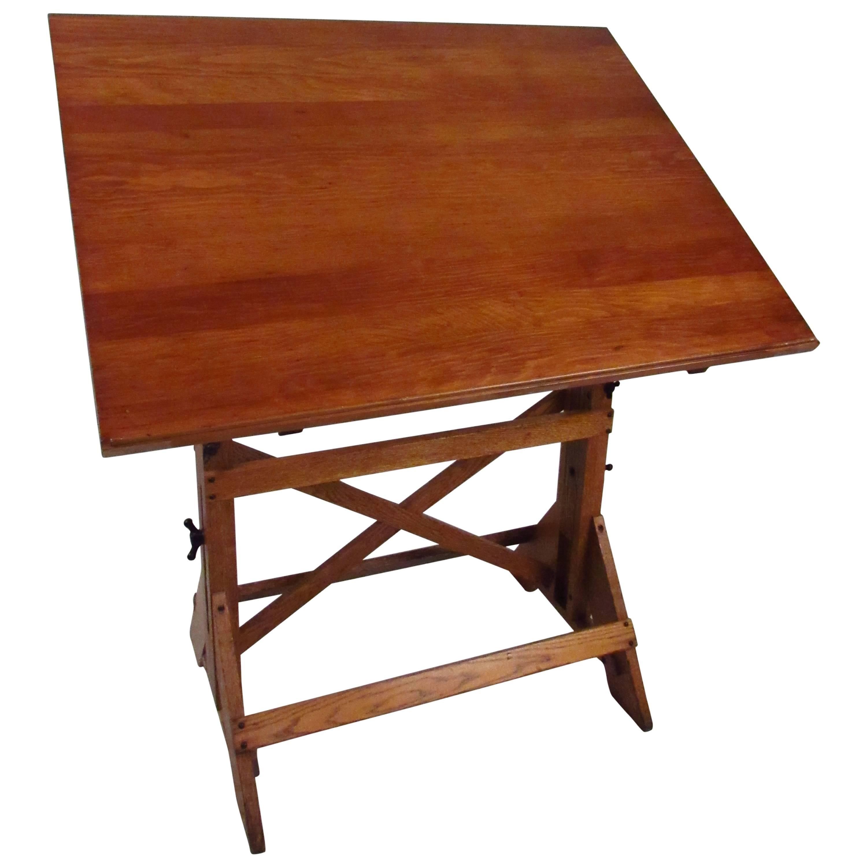 Vintage American Oak Adjustable Drafting Table