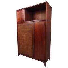 Unique Mid-Century Modern Cane Front Storage Cabinet 9