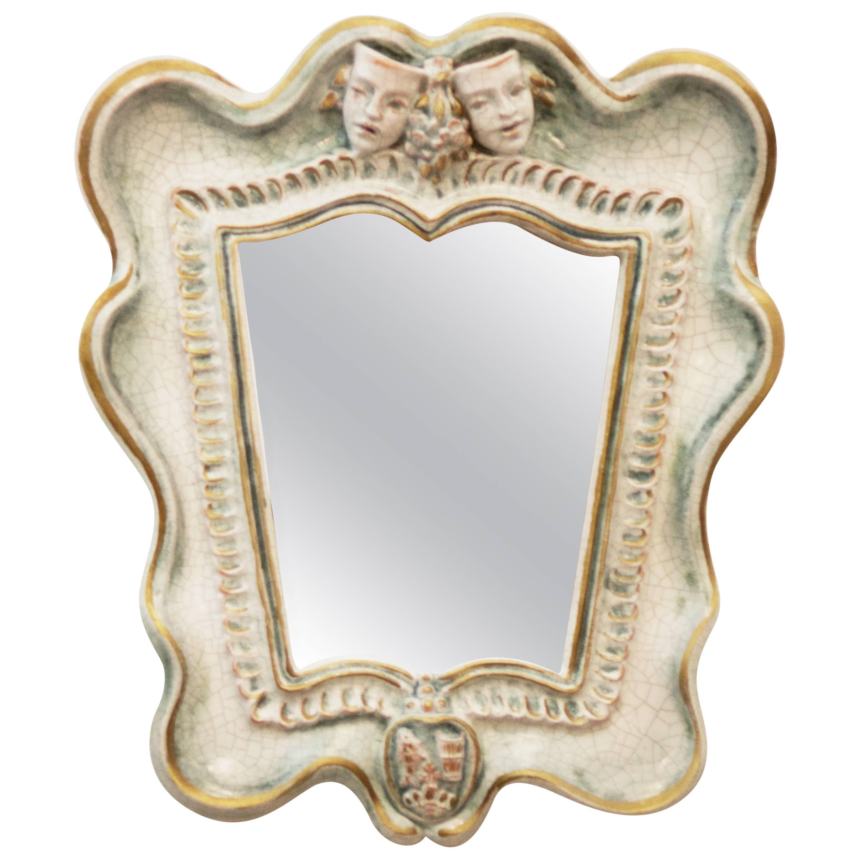 Art Deco Ceramik Wall Mirror by "Gmundner Keramik" Model 2140 For Sale