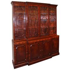 Joseph Gerte, Boston Mahogany Breakfront Server Cabinet or Bookcase