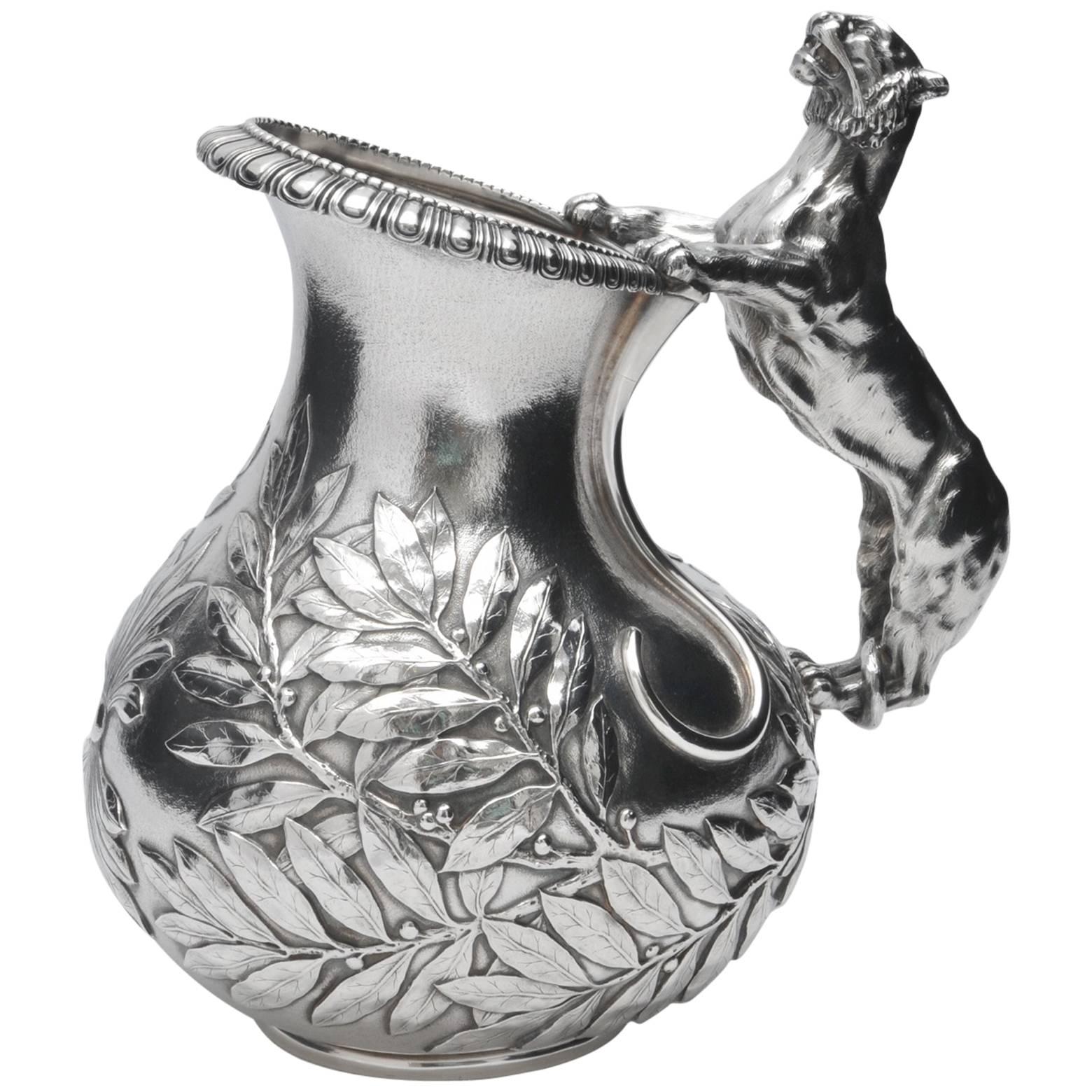 Neoclassical Silver Askos Jug with Tiger Handle For Sale
