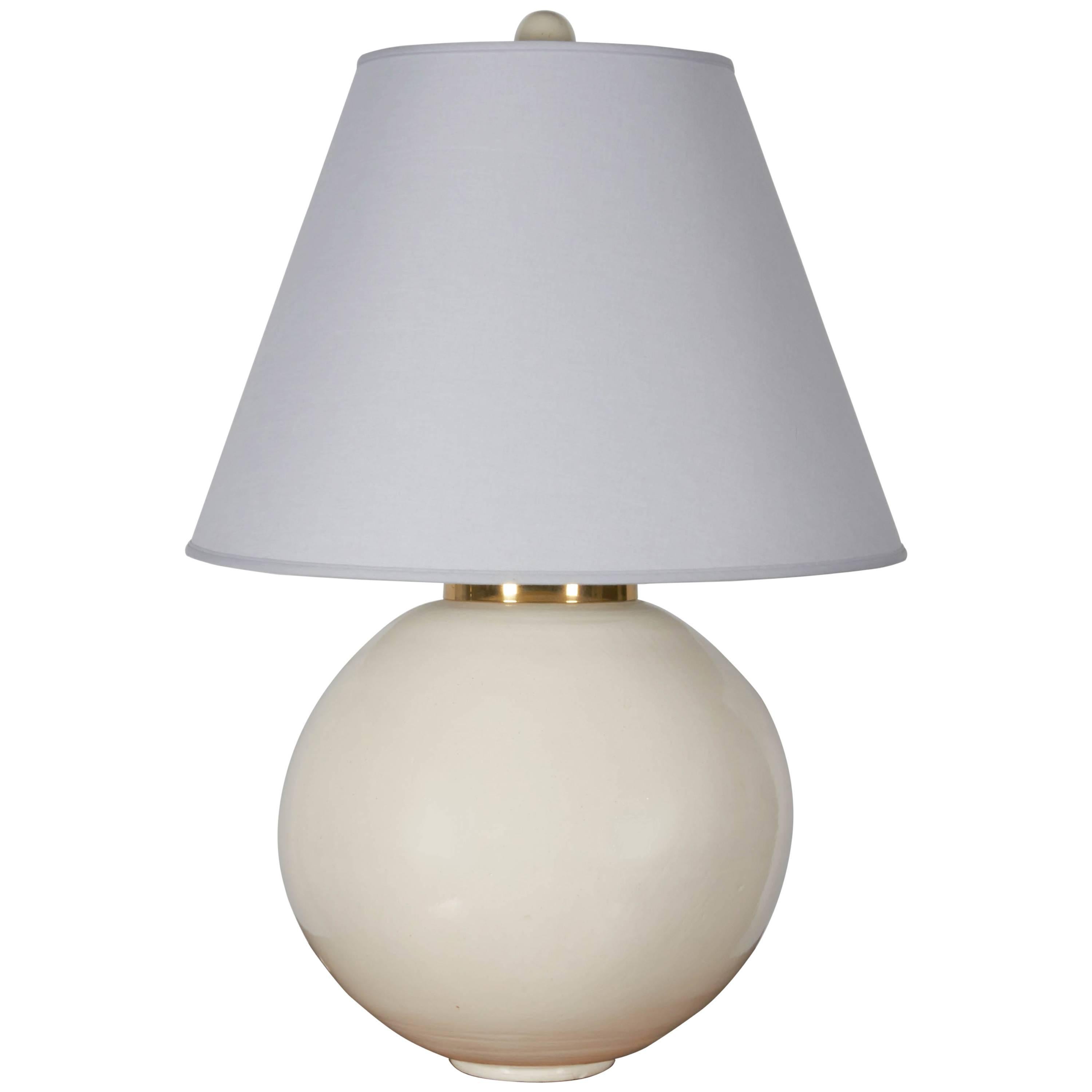 Monumental Cream Ceramic Globe Lamp