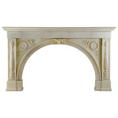 Beautiful English Fireplace in White Marble, Early 19th Century