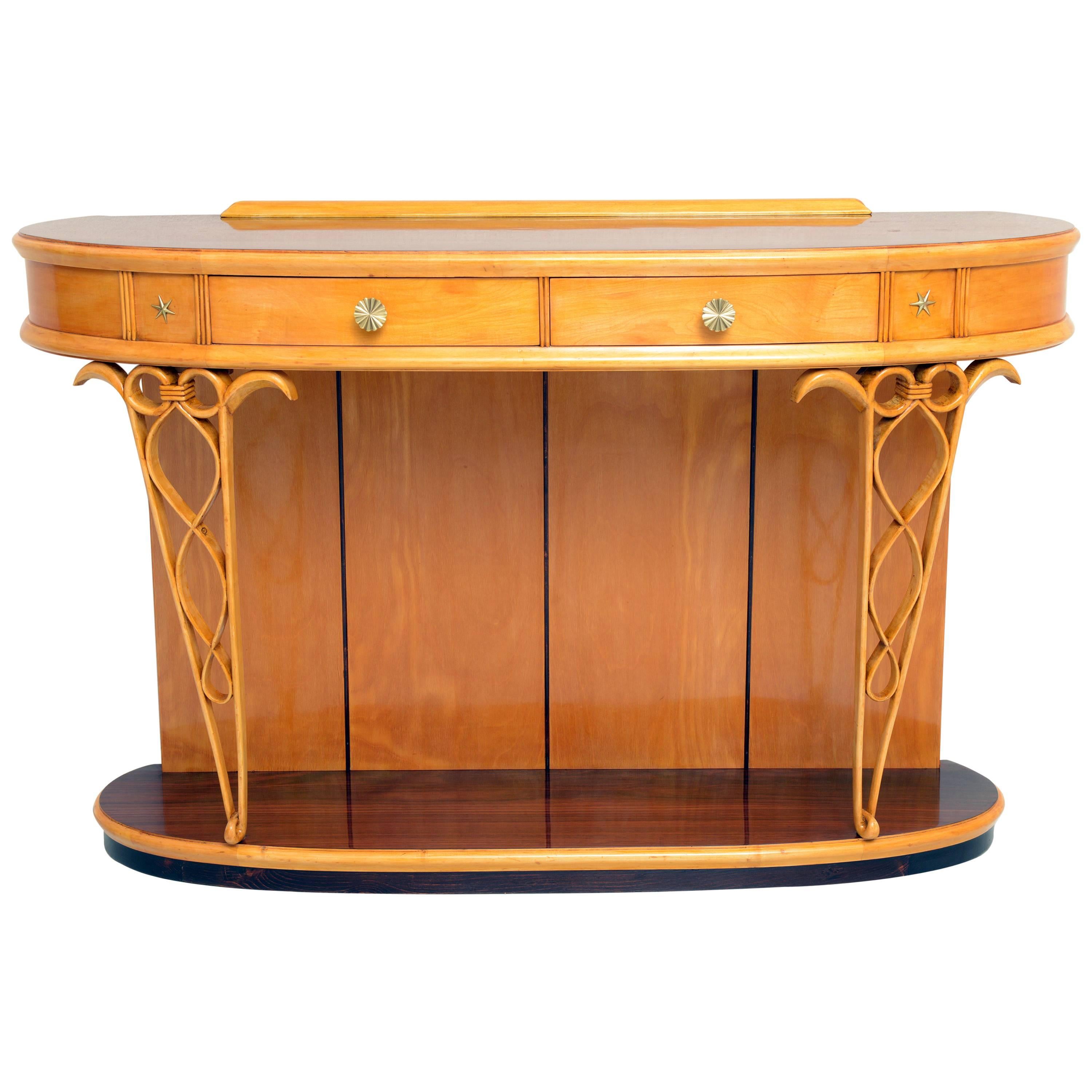 Rounded Italian 1940s Console by Fagioli Firenze
