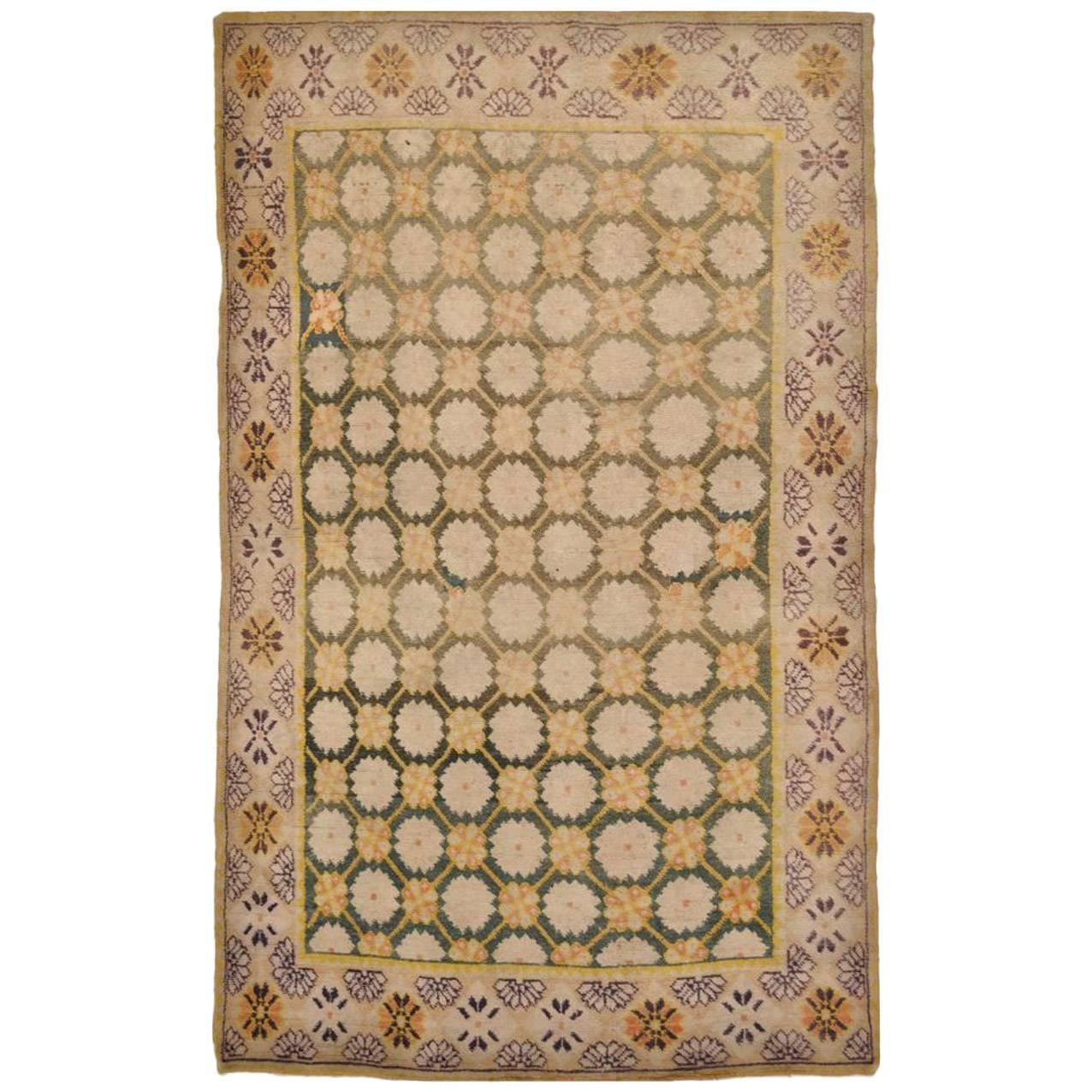 Small Antique Hand Knotted India Cotton Agra Rug For Sale