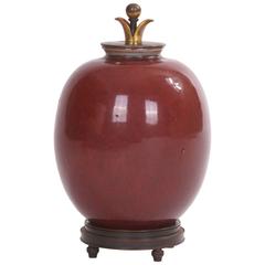 Carl Halier Lidded Jar for Royal Copenhagen in Oxblood Glaze, 1930s 2