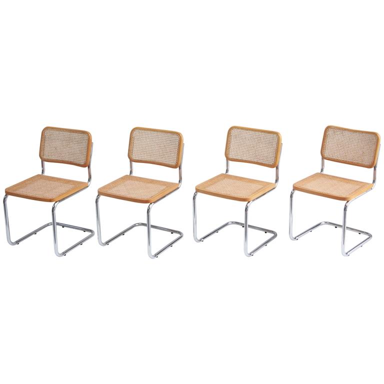 Marcel Breuer Cesca Chairs Chrome And Cane Dining At 1stdibs Marcel Breuer Cesca Chairs Chrome And Cane Dining