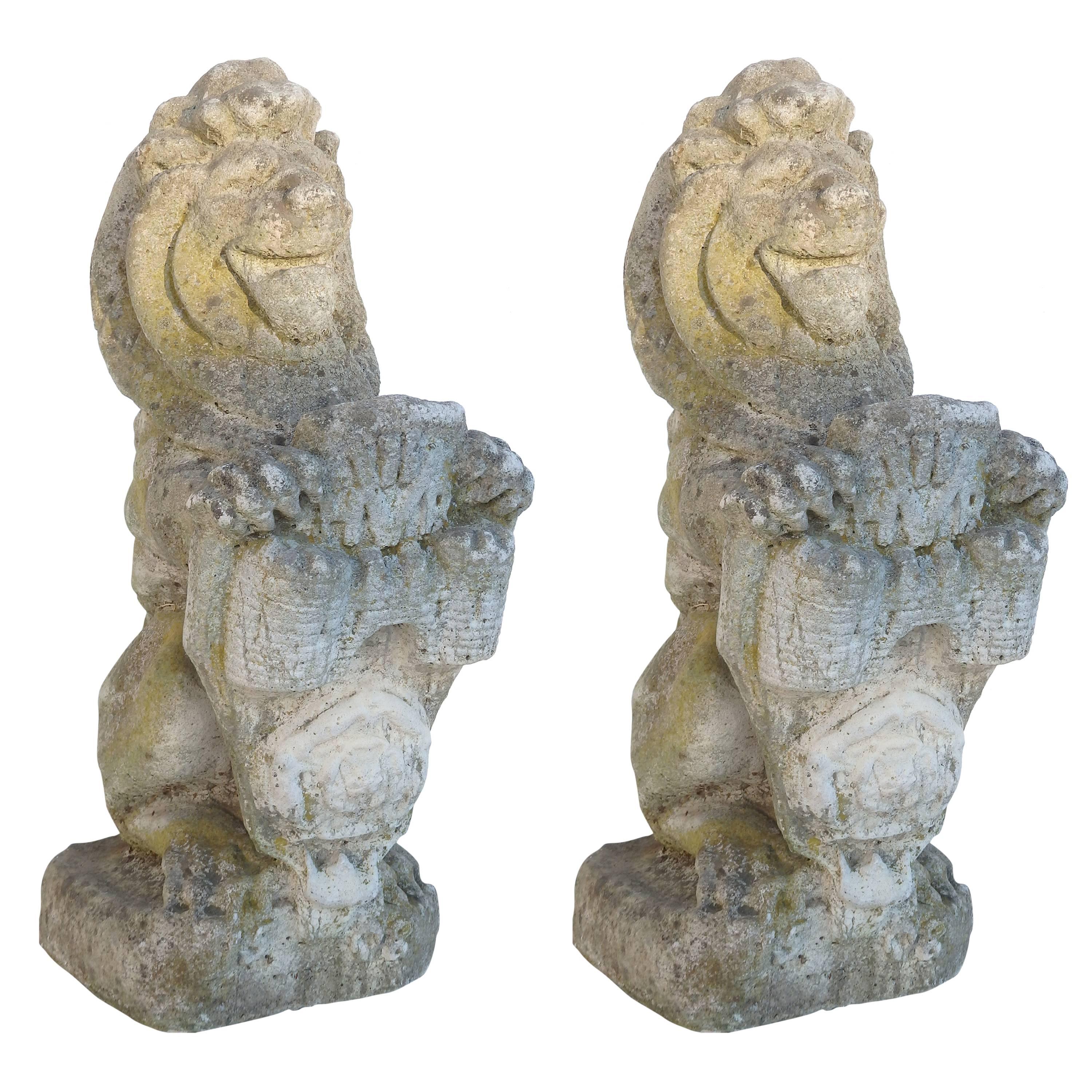 Pair English Stone Lions For Sale