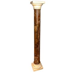 18th Century Italian Agate Column with Carara Marble Capitals