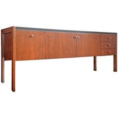 Herman Miller and Biltrite Walnut and Leather Top Credenza Herman Miller and Biltrite Walnut and Leather Top Credenza