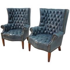  Leather Tufted Curved Back Chairs