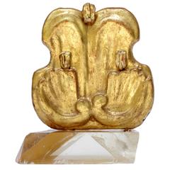 Antique 18th Century Italian Gold Leaf Fragment with Natural Forming Baroque Pearls