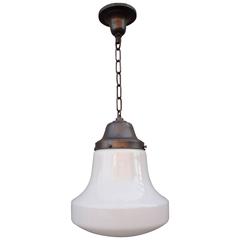 1930s Milk Glass Pendant Light