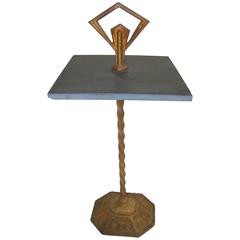 Art Deco Cast Iron and Slate Cocktail Table or Smoke Stand