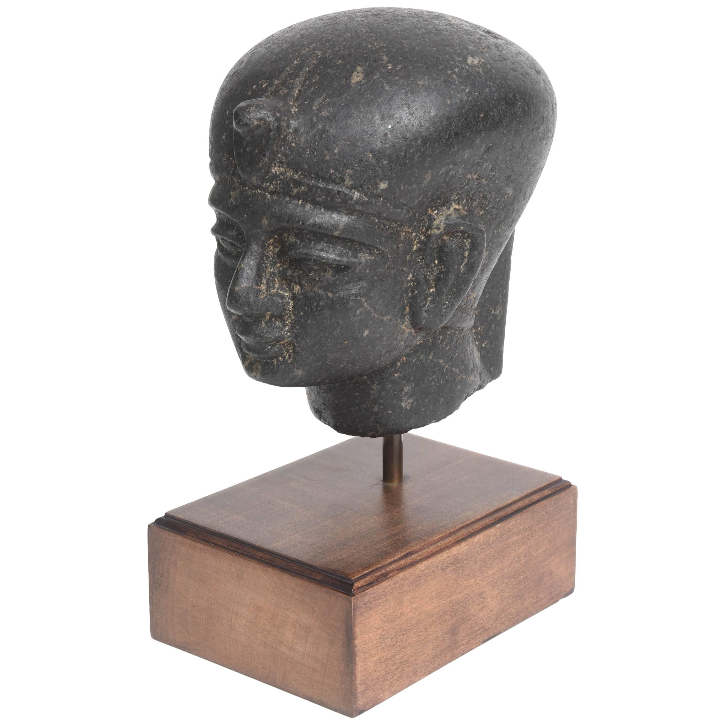 Basalt Head of Egyptian Pharaoh Tuthmosis, 18th Dynasty