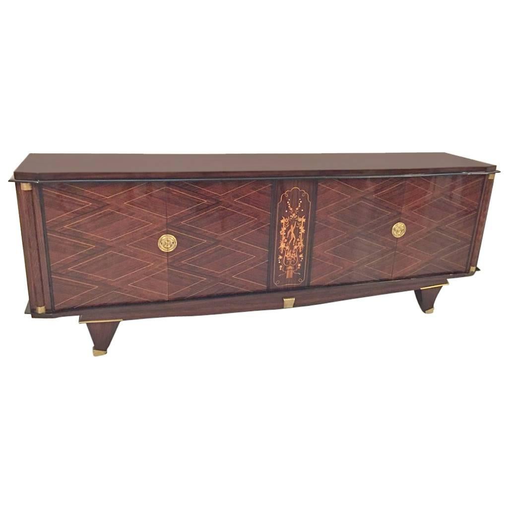 French Art Deco Palisander Buffet with Mother-of-Pearl Inlay For Sale