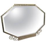 French Art Deco Nickel Plated Wall Mirror